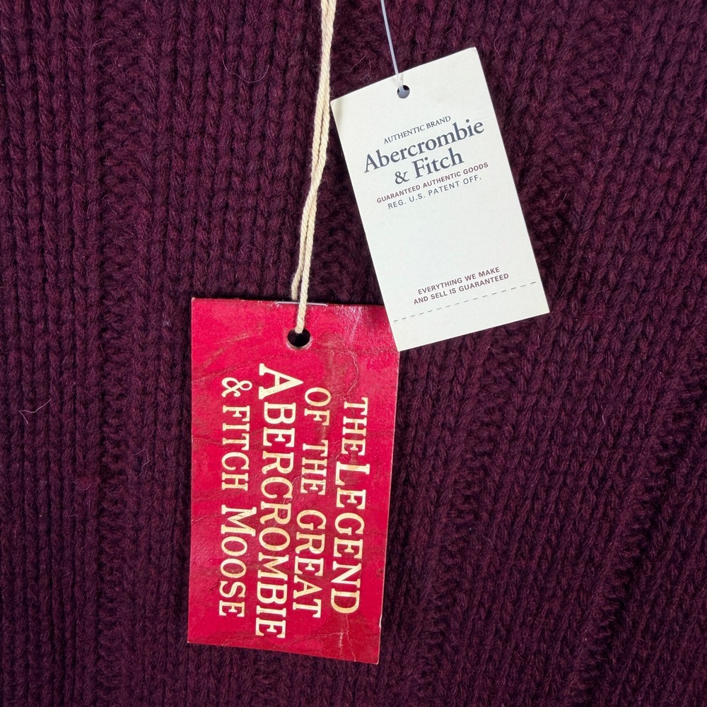 NWT Abercrombie & Fitch Sweater Mens L Burgundy Ribbed Wool Muscle Fit - Picture 3 of 6